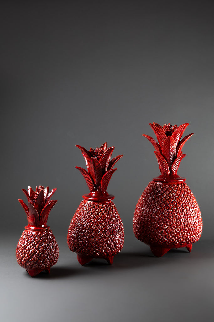 Red Enameled Piña Trio