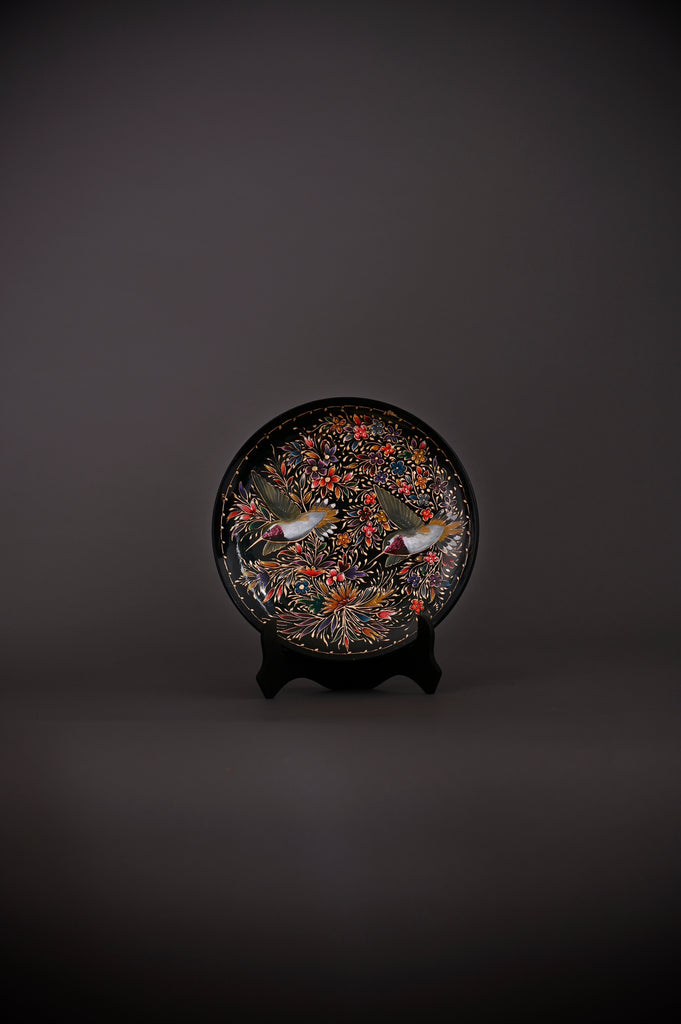Hummingbirds & Flowers – Hand-Painted Mexican Decorative Plate from Pátzcuaro, Michoacán