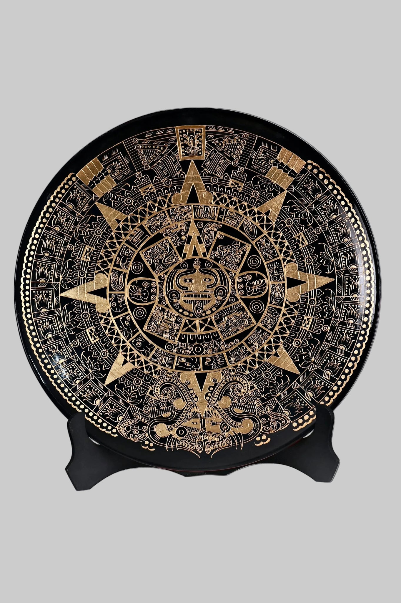 Aztec Calendar - Hand-Painted Mexican Decorative Plate with Gold Leaf ...