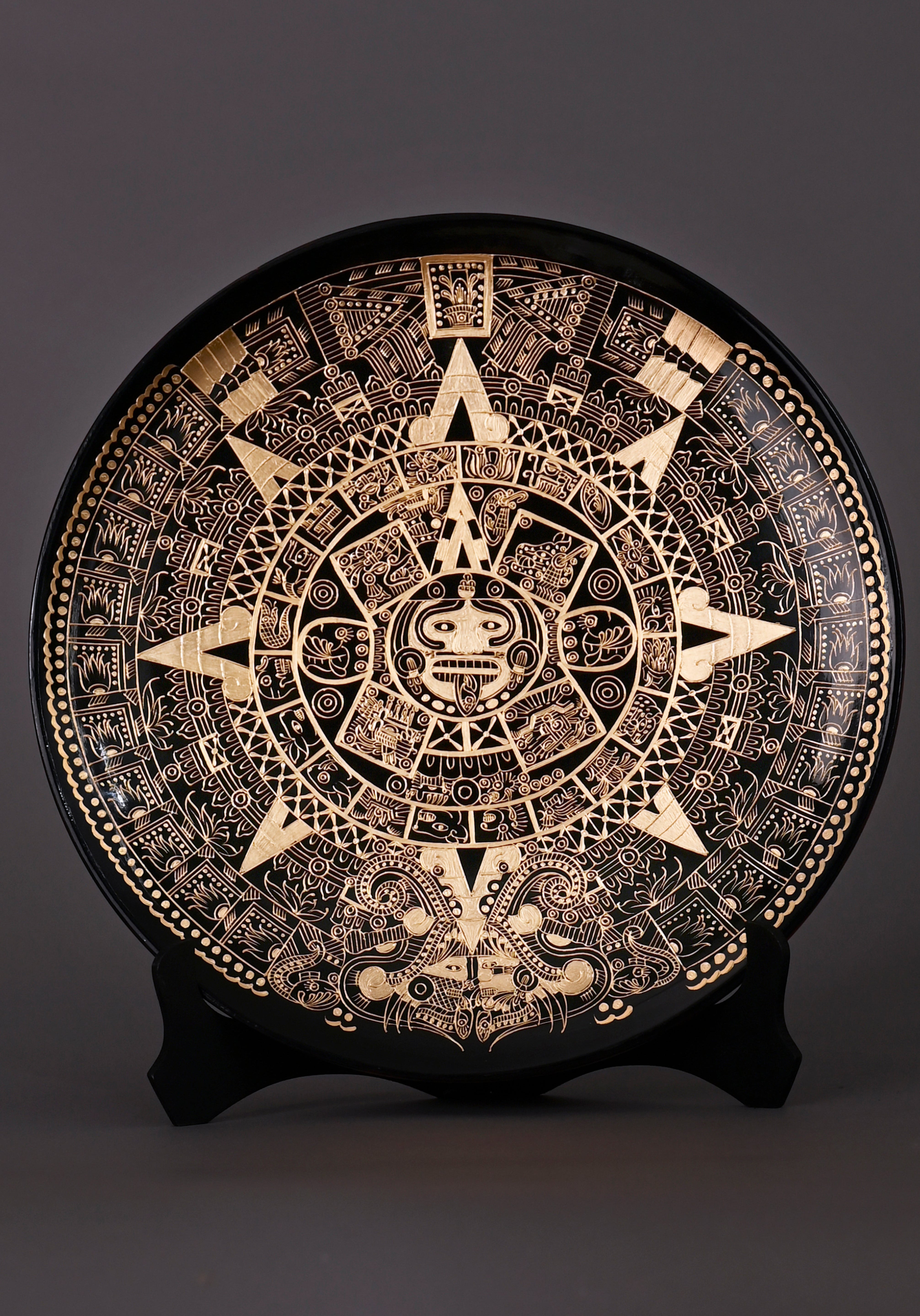 未開封帯つき見本盤 El Vez Pure Aztec Gold CD Aztec Calendar - Hand-Painted Mexican Decorative Plate with Gold