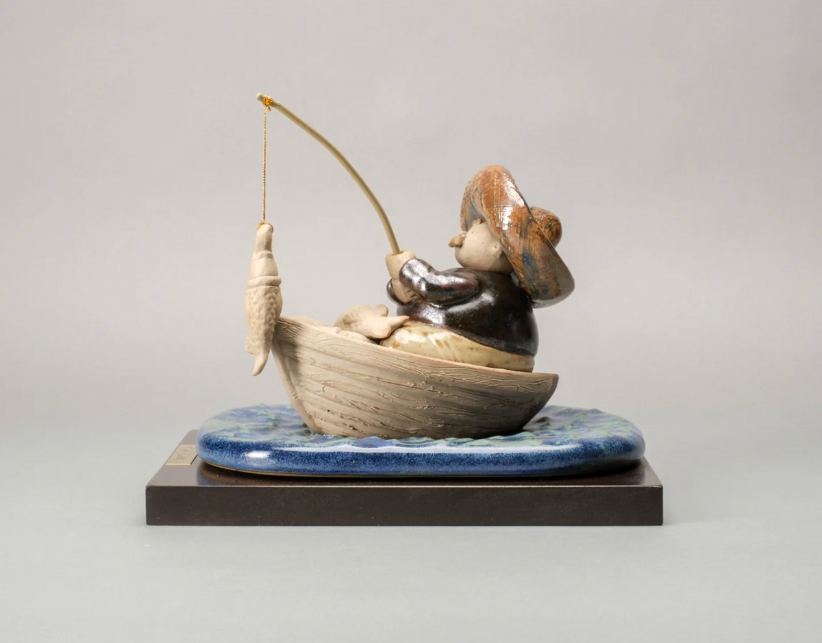 Fisherman in a Boat by Rodo Padilla – Handmade Ceramic Sculpture of a ...